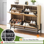 Meuble à chaussures Acekool avec deux tiroirs, organiseur à tiroirs basculants, étagère à chaussures étroite peu encombrante pour entrée ou chambre à coucher