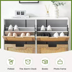 Meuble à chaussures Acekool avec deux tiroirs, organiseur à tiroirs basculants, étagère à chaussures étroite peu encombrante pour entrée ou chambre à coucher