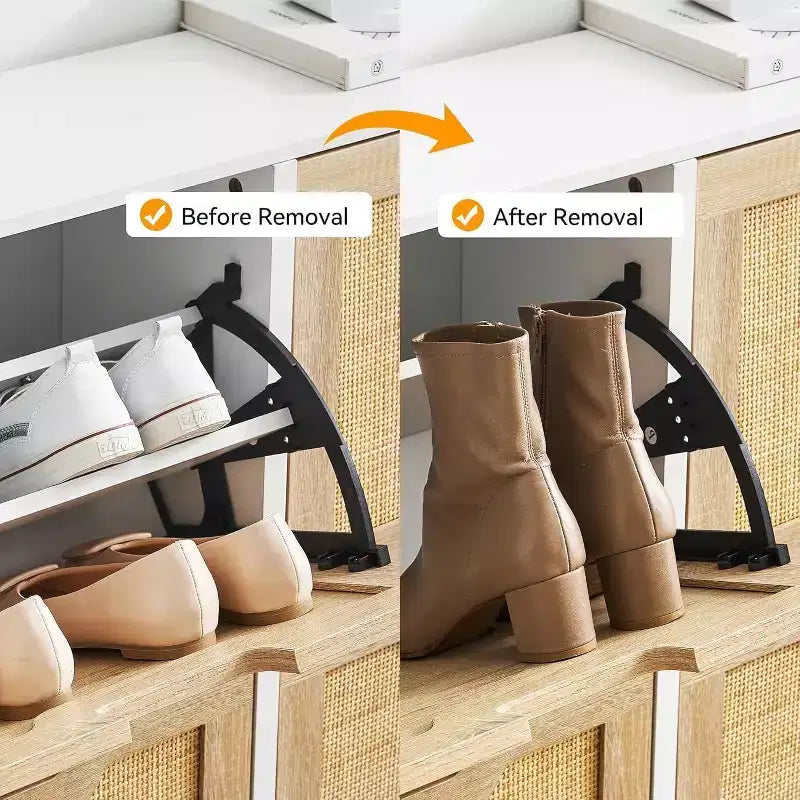 Meuble à chaussures Acekool avec deux tiroirs, organiseur à tiroirs basculants, étagère à chaussures étroite peu encombrante pour entrée ou chambre à coucher