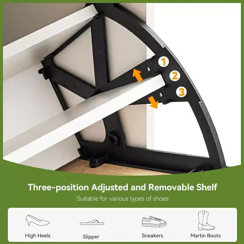 Meuble à chaussures Acekool avec deux tiroirs, organiseur à tiroirs basculants, étagère à chaussures étroite peu encombrante pour entrée ou chambre à coucher