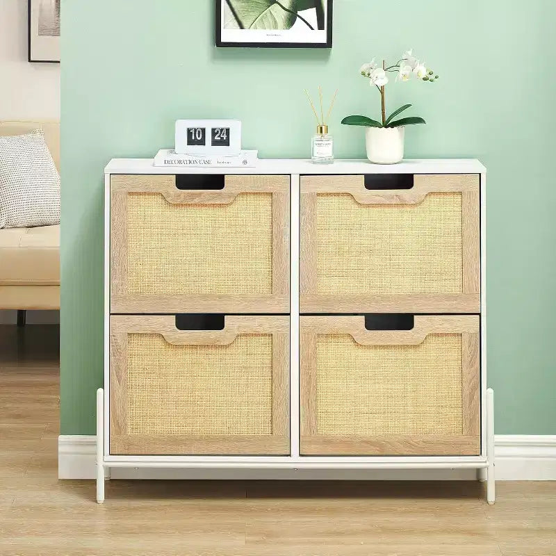 Meuble à chaussures Acekool avec deux tiroirs, organiseur à tiroirs basculants, étagère à chaussures étroite peu encombrante pour entrée ou chambre à coucher