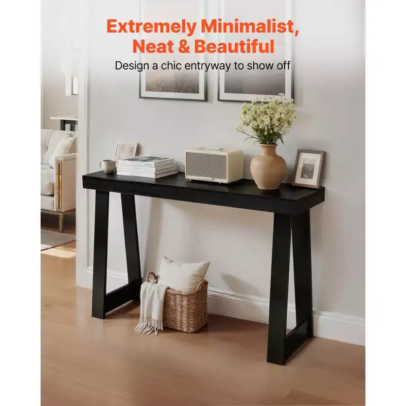 VEVOR 46 in Console Table, Modern Desk Behind the Couch, Wooden Rectangle Entrance Desk, Narrow Long Sofa Table Accent Stand for Hallway, Black