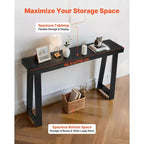 VEVOR 46 in Console Table, Modern Desk Behind the Couch, Wooden Rectangle Entrance Desk, Narrow Long Sofa Table Accent Stand for Hallway, Black