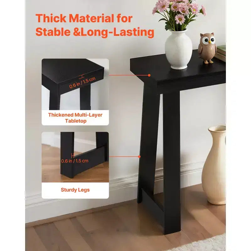 VEVOR 46 in Console Table, Modern Desk Behind the Couch, Wooden Rectangle Entrance Desk, Narrow Long Sofa Table Accent Stand for Hallway, Black