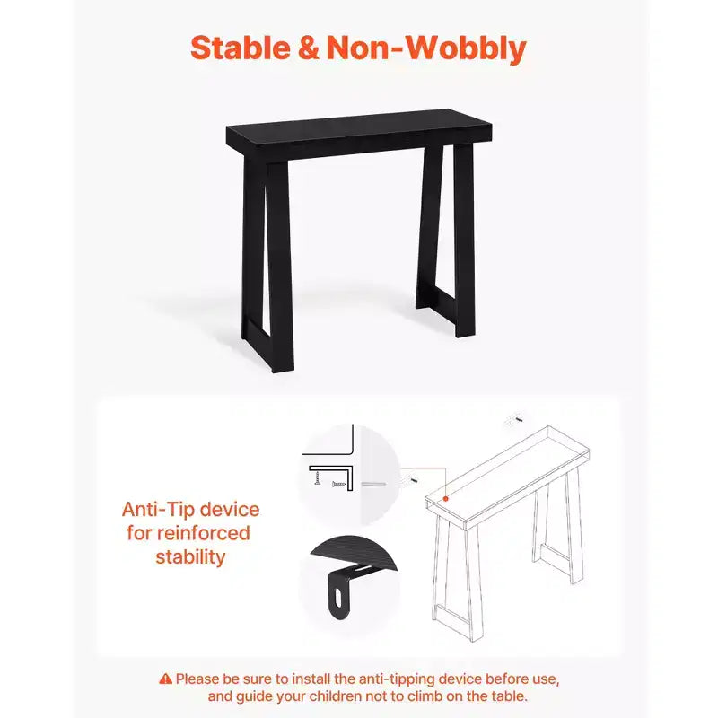 VEVOR Console de 36 pouces, bureau moderne derrière le canapé, table d'entrée rectangulaire en bois, table d'appoint étroite et longue pour canapé, idéale pour le couloir, noir