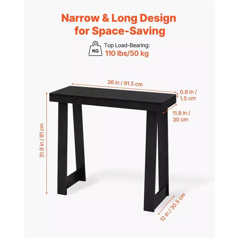 VEVOR Console de 36 pouces, bureau moderne derrière le canapé, table d'entrée rectangulaire en bois, table d'appoint étroite et longue pour canapé, idéale pour le couloir, noir