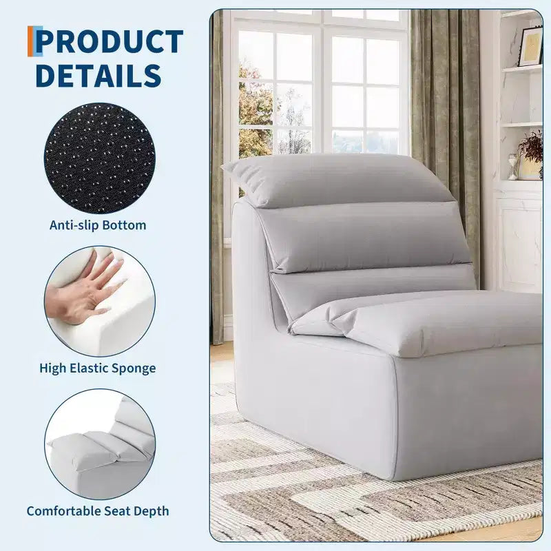 Ergonomic Bean Bag Chair, with Back Support, Non-Slip Base, Modern Single Sofa, for Living Room, Bedroom, Office