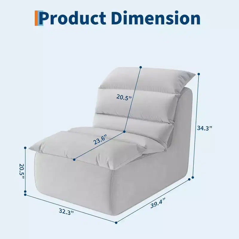 Ergonomic Bean Bag Chair, with Back Support, Non-Slip Base, Modern Single Sofa, for Living Room, Bedroom, Office
