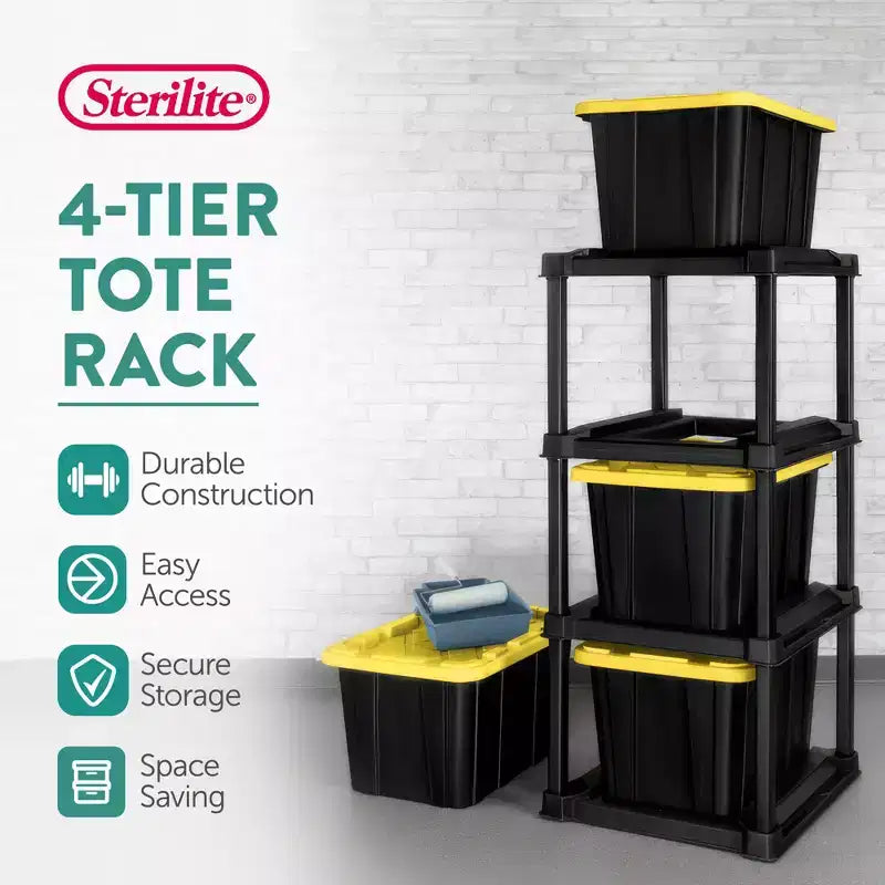 Organisateur de rangement Sterilite à 4 niveaux avec 4 bacs de rangement industriels de 102 litres