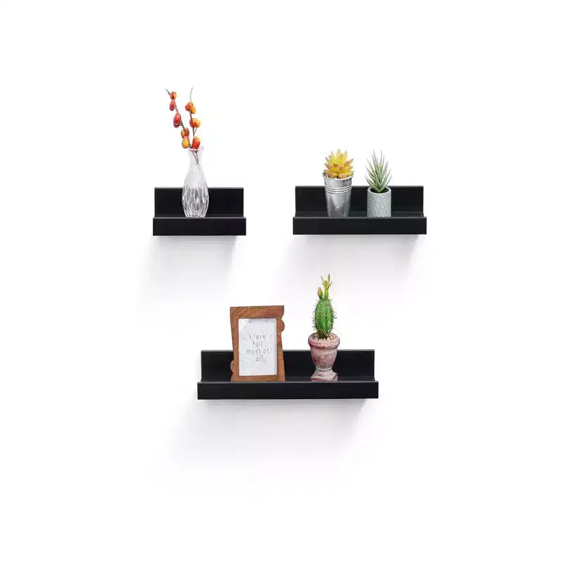 NAYSAYE Floating Shelves Wall Mounted Wood Storage with Invisible Brackets for Bathroom Bedroom Living Room Kitchen, Multicolor