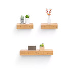 NAYSAYE Floating Shelves Wall Mounted Wood Storage with Invisible Brackets for Bathroom Bedroom Living Room Kitchen, Multicolor