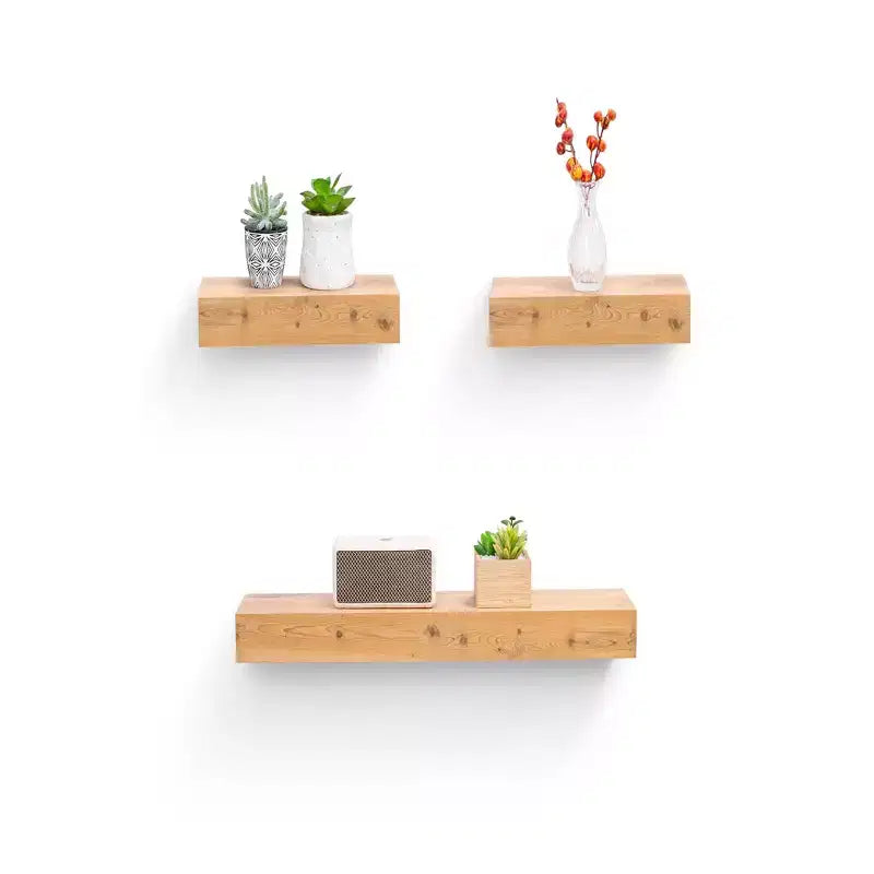 NAYSAYE Floating Shelves Wall Mounted Wood Storage with Invisible Brackets for Bathroom Bedroom Living Room Kitchen, Multicolor