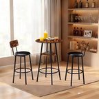 GDFStudio Hawthorne - Ensemble Table de Bar et Chaises 3 Pièces en Similicuir et Métal