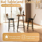 GDFStudio Hawthorne - Ensemble Table de Bar et Chaises 3 Pièces en Similicuir et Métal