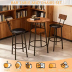 GDFStudio Hawthorne - Ensemble Table de Bar et Chaises 3 Pièces en Similicuir et Métal