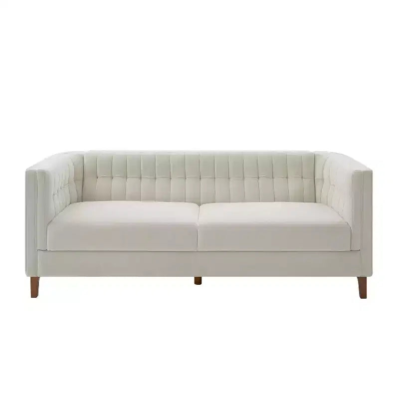 Christopher Knight Home Panadda Canapé moderne à 3 places en bois, revêtement chenille avec dossier capitonné cannelé