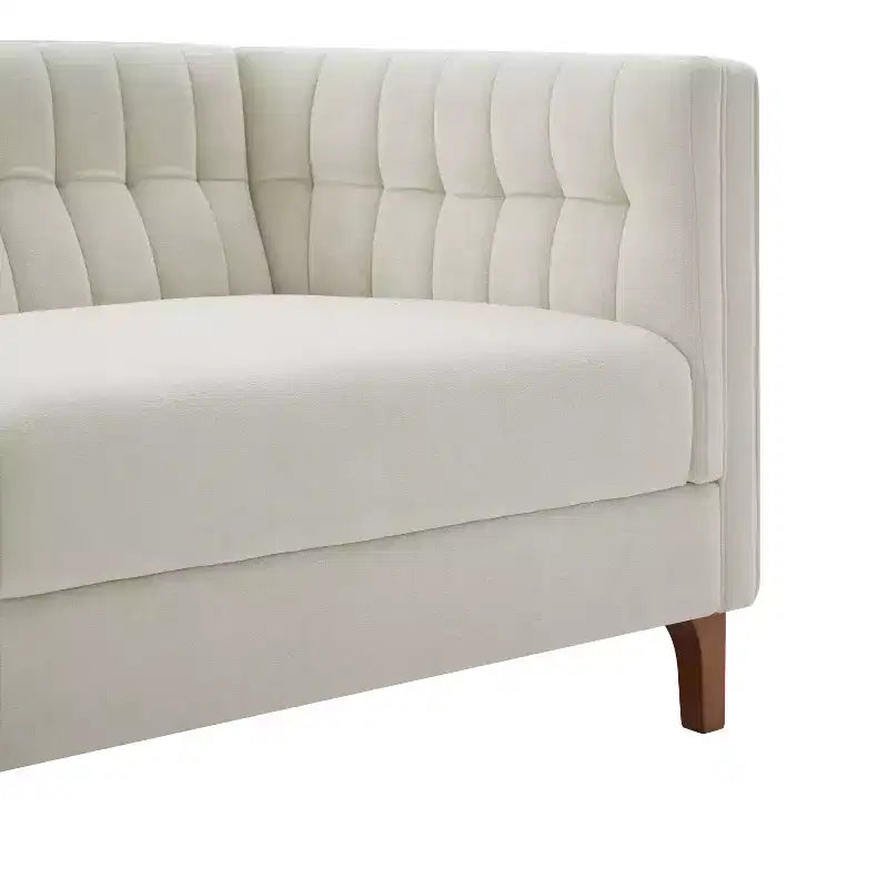Christopher Knight Home Panadda Canapé moderne à 3 places en bois, revêtement chenille avec dossier capitonné cannelé