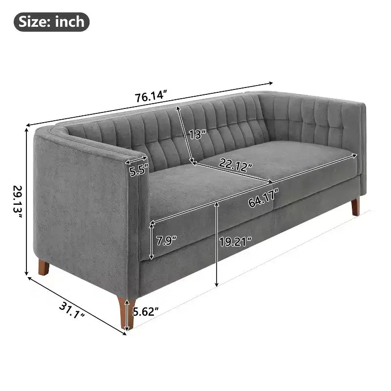 Christopher Knight Home Panadda Canapé moderne à 3 places en bois, revêtement chenille avec dossier capitonné cannelé
