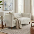 Christopher Knight Home Panadda Canapé moderne à 3 places en bois, revêtement chenille avec dossier capitonné cannelé