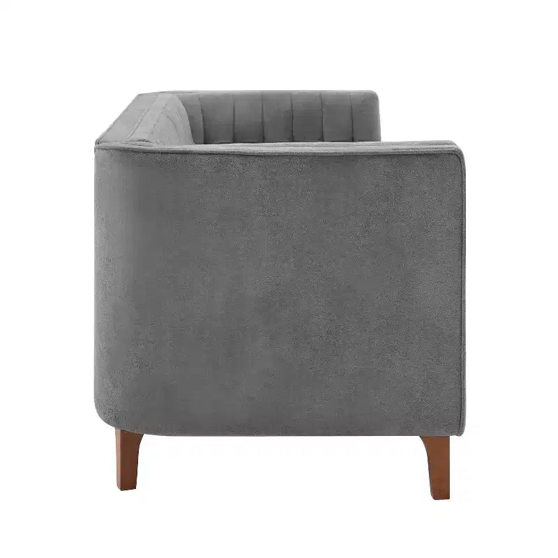 Christopher Knight Home Panadda Canapé moderne à 3 places en bois, revêtement chenille avec dossier capitonné cannelé