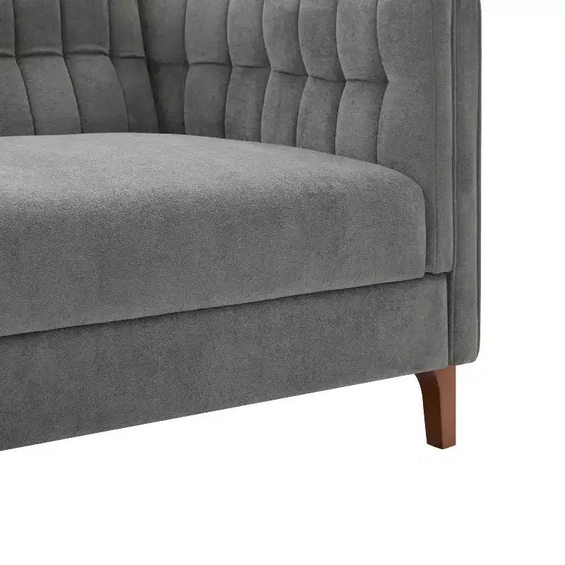 Christopher Knight Home Panadda Canapé moderne à 3 places en bois, revêtement chenille avec dossier capitonné cannelé