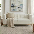 Christopher Knight Home Panadda Modern 76 3-Seater Wooden Chenille Upholstered Sofa with Channel Tufted Backrest