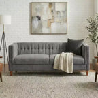 Christopher Knight Home Panadda Canapé moderne à 3 places en bois, revêtement chenille avec dossier capitonné cannelé