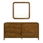 Roundhill Furniture Eldren 6-Drawer Wood Dresser with Mirror, Walnut Finish