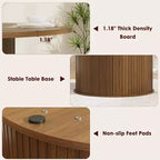 47 Round Dining Table for 4, Kitchen Dinner Table with 2-Tier Storage Shelf and Sliding Wood Door for Dining Room or Living Room
