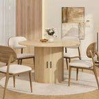 47 Round Dining Table for 4, Kitchen Dinner Table with 2-Tier Storage Shelf and Sliding Wood Door for Dining Room or Living Room