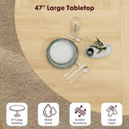 47 Round Dining Table for 4, Kitchen Dinner Table with 2-Tier Storage Shelf and Sliding Wood Door for Dining Room or Living Room