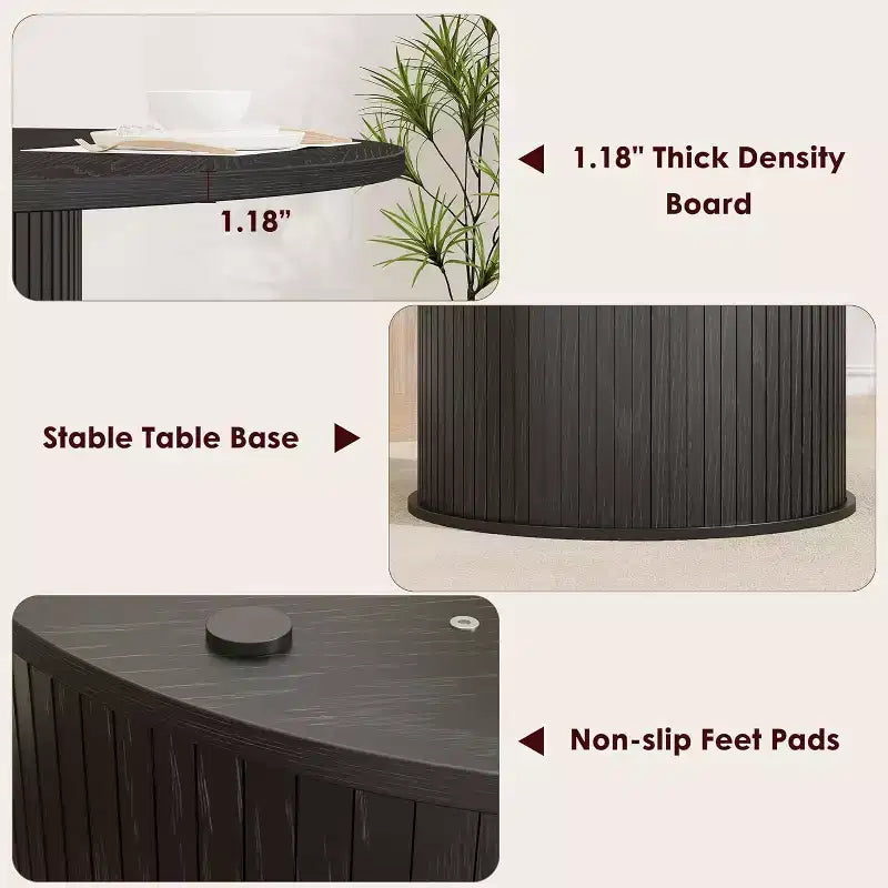 47 Round Dining Table for 4, Kitchen Dinner Table with 2-Tier Storage Shelf and Sliding Wood Door for Dining Room or Living Room