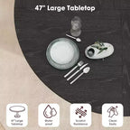 47 Round Dining Table for 4, Kitchen Dinner Table with 2-Tier Storage Shelf and Sliding Wood Door for Dining Room or Living Room
