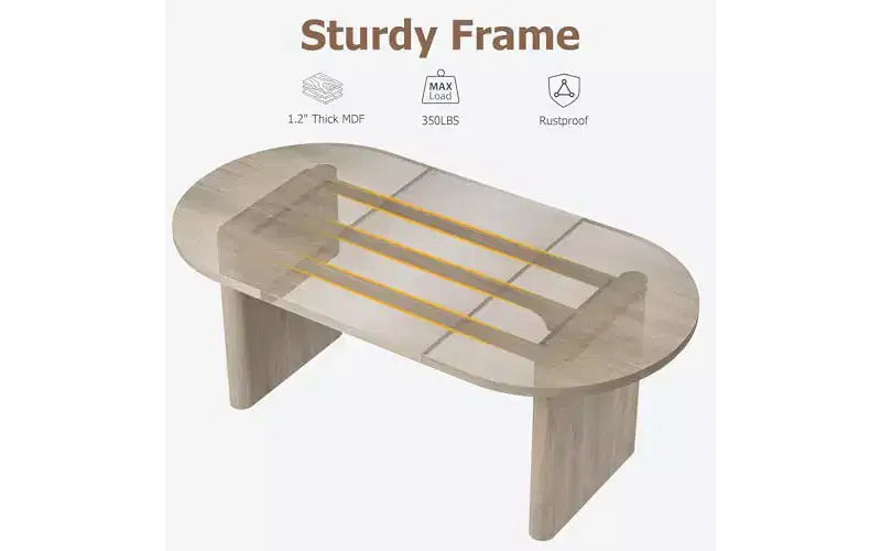 63 Oval Dining Table for 6-8 People, Modern Farmhouse Wood Table, Water-Resistant Rustic Oak Finish for Dining Room