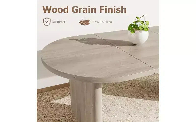 63 Oval Dining Table for 6-8 People, Modern Farmhouse Wood Table, Water-Resistant Rustic Oak Finish for Dining Room
