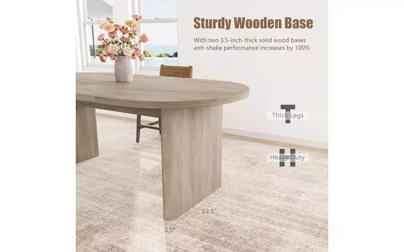 63 Oval Dining Table for 6-8 People, Modern Farmhouse Wood Table, Water-Resistant Rustic Oak Finish for Dining Room