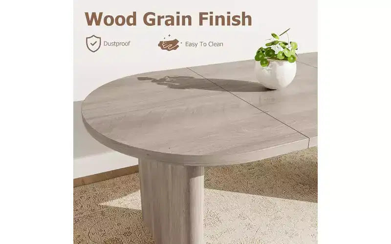 63 Oval Dining Table for 6-8 People, Modern Farmhouse Wood Table, Water-Resistant Rustic Oak Finish for Dining Room