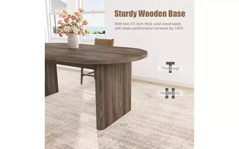 63 Oval Dining Table for 6-8 People, Modern Farmhouse Wood Table, Water-Resistant Rustic Oak Finish for Dining Room