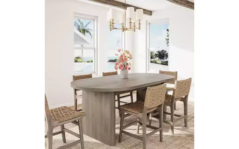 63 Oval Dining Table for 6-8 People, Modern Farmhouse Wood Table, Water-Resistant Rustic Oak Finish for Dining Room