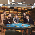 Table de poker octogonale pliable pour 8 joueurs, rails rembourrés résistants à l'eau, 8 porte-gobelets intégrés, pieds métalliques robustes, assemblage facile