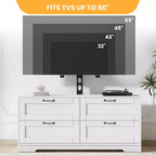 Meuble TV avec support réglable pour téléviseurs de 32 à 80 pouces, 4 tiroirs de rangement, table de console multimédia en bois