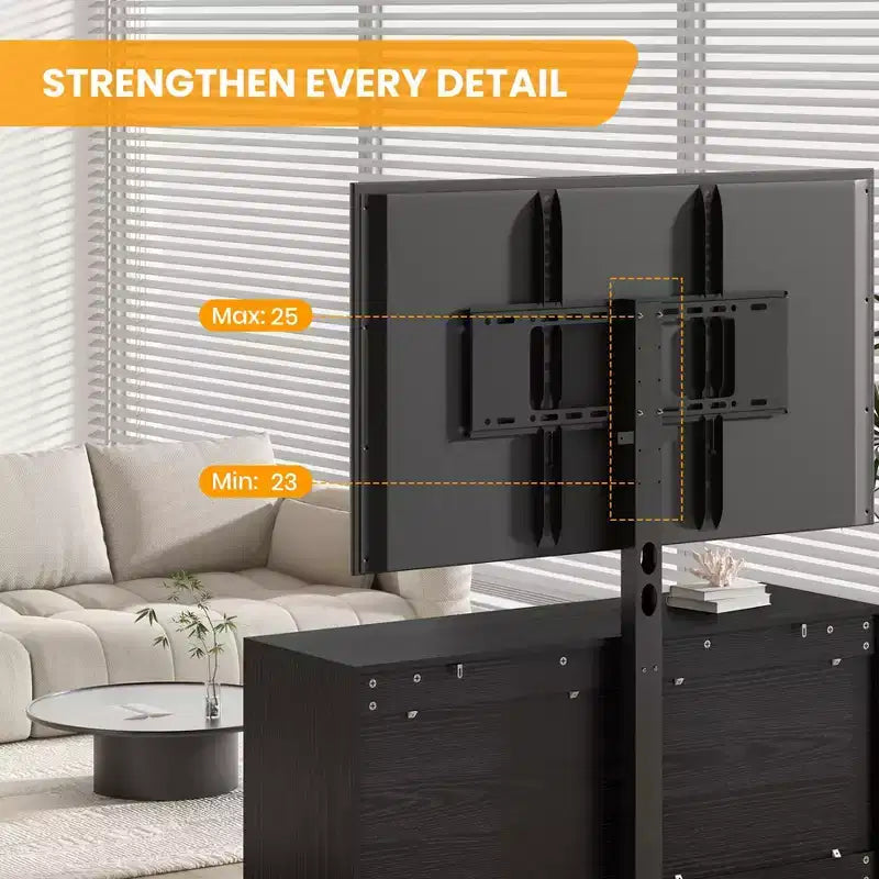 Meuble TV avec support réglable pour téléviseurs de 32 à 80 pouces, 4 tiroirs de rangement, table de console multimédia en bois