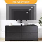 Meuble TV avec support réglable pour téléviseurs de 32 à 80 pouces, 4 tiroirs de rangement, table de console multimédia en bois