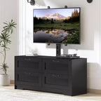 Meuble TV avec support réglable pour téléviseurs de 32 à 80 pouces, 4 tiroirs de rangement, table de console multimédia en bois