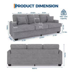 86 Leather/Corduroy Sofa, Modern Deep Seat Couch with 2 Throw Pillows, Upholstered Cushion & Removable Cover for Small Space, Apartment&Living Room