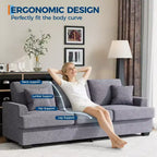 86 Leather/Corduroy Sofa, Modern Deep Seat Couch with 2 Throw Pillows, Upholstered Cushion & Removable Cover for Small Space, Apartment&Living Room