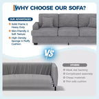 86 Leather/Corduroy Sofa, Modern Deep Seat Couch with 2 Throw Pillows, Upholstered Cushion & Removable Cover for Small Space, Apartment&Living Room