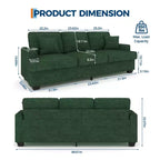86 Leather/Corduroy Sofa, Modern Deep Seat Couch with 2 Throw Pillows, Upholstered Cushion & Removable Cover for Small Space, Apartment&Living Room