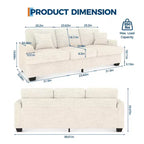 86 Leather/Corduroy Sofa, Modern Deep Seat Couch with 2 Throw Pillows, Upholstered Cushion & Removable Cover for Small Space, Apartment&Living Room