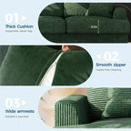 86 Leather/Corduroy Sofa, Modern Deep Seat Couch with 2 Throw Pillows, Upholstered Cushion & Removable Cover for Small Space, Apartment&Living Room